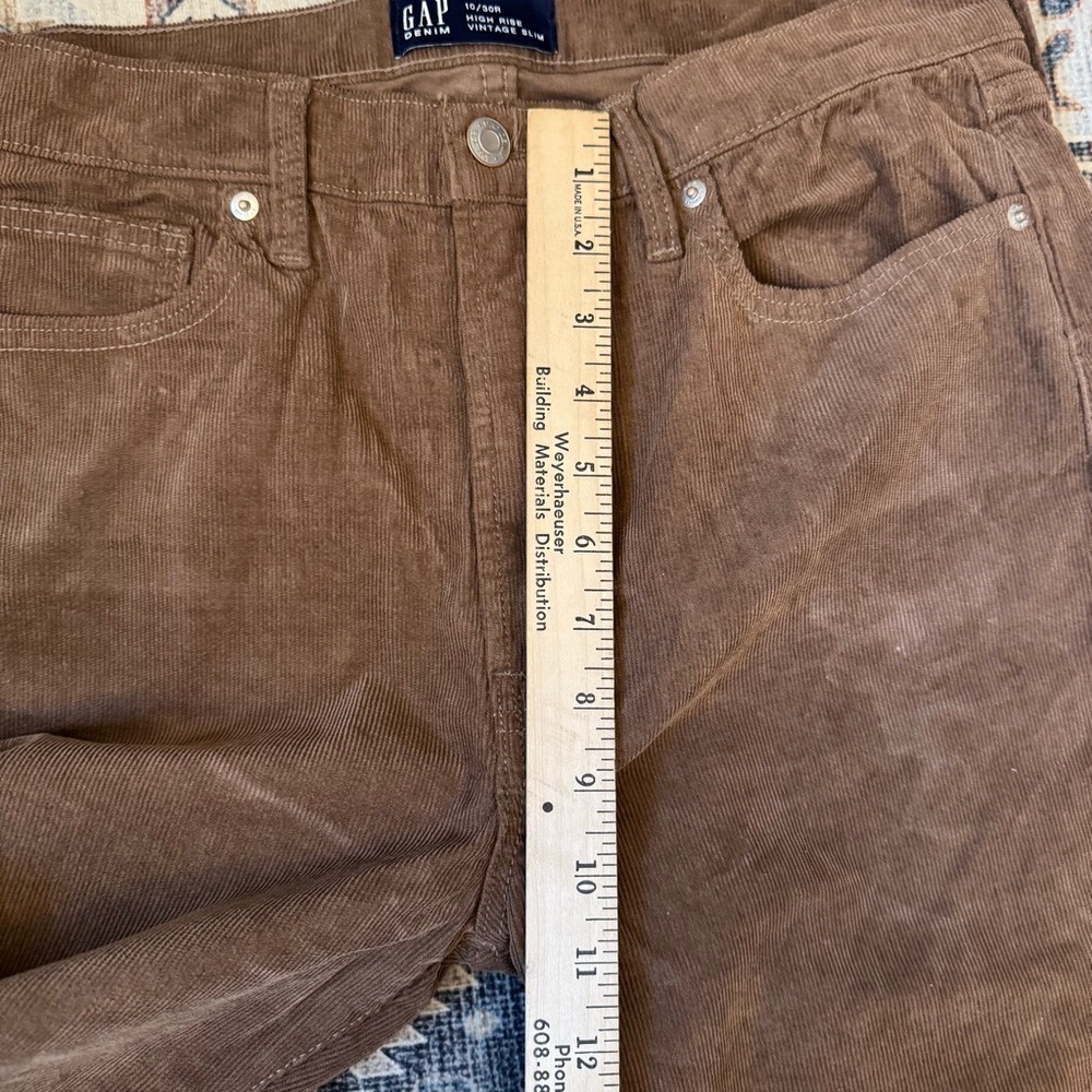 GAP High Rise Vintage Slim Straight Brown Corduroy Pants Women’s Size 10/30R - Picture 11 of 12